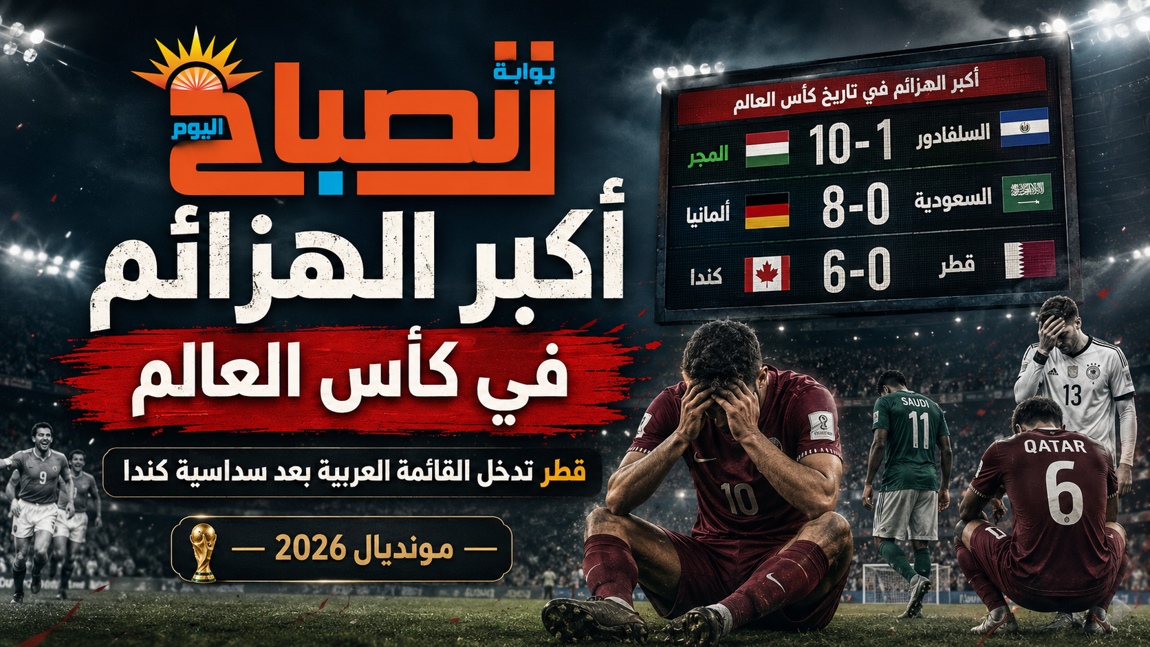 من السعودية وألمانيا إلى قطر وكندا.. أكبر الهزائم العربية في المونديال